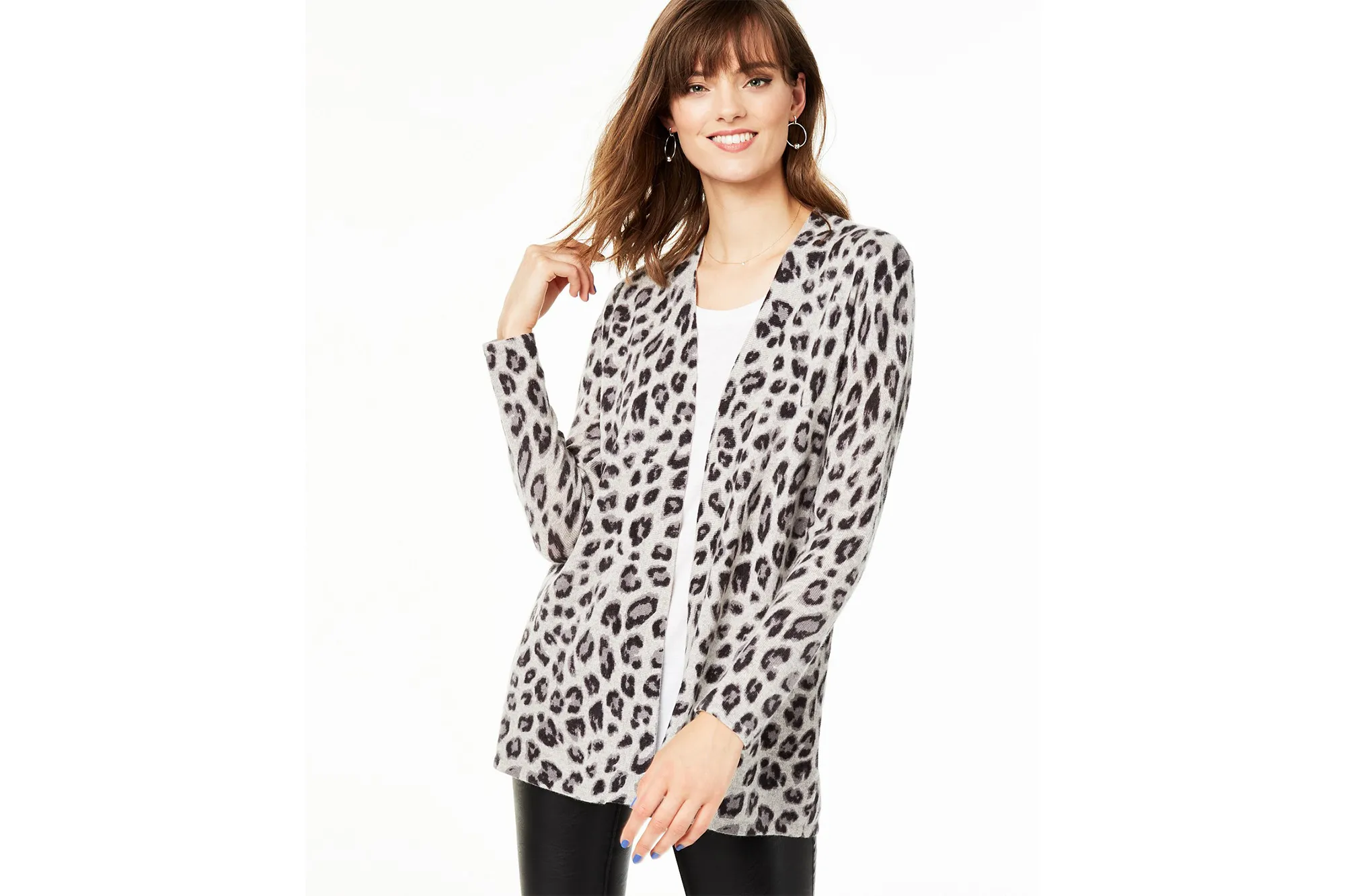 Charter Club Animal-Print Pure Cashmere Cardigan, Regular & Petite Sizes, Created For Macy's