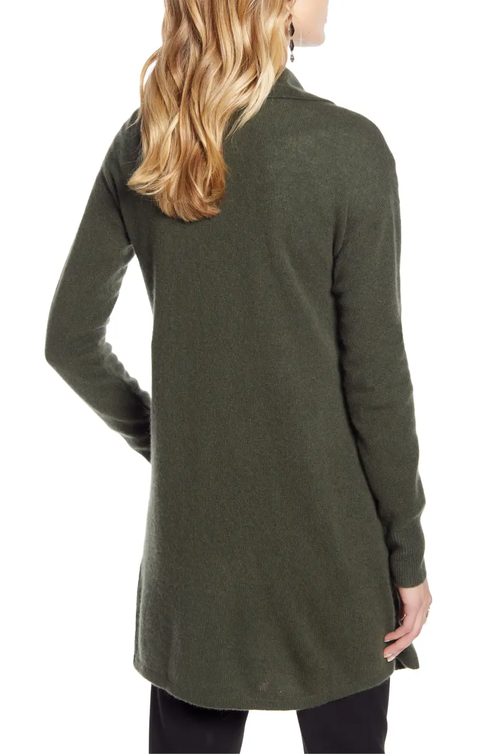 Halogen Cashmere Long Drape Front Cardigan
