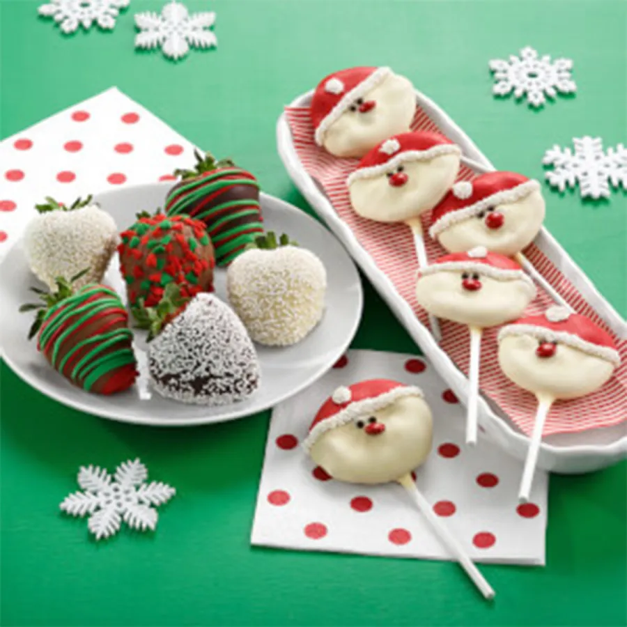 HOLIDAY BELGIAN CHOCOLATE STRAWBERRIES & SANTA NIBBLERS® POP COMBO