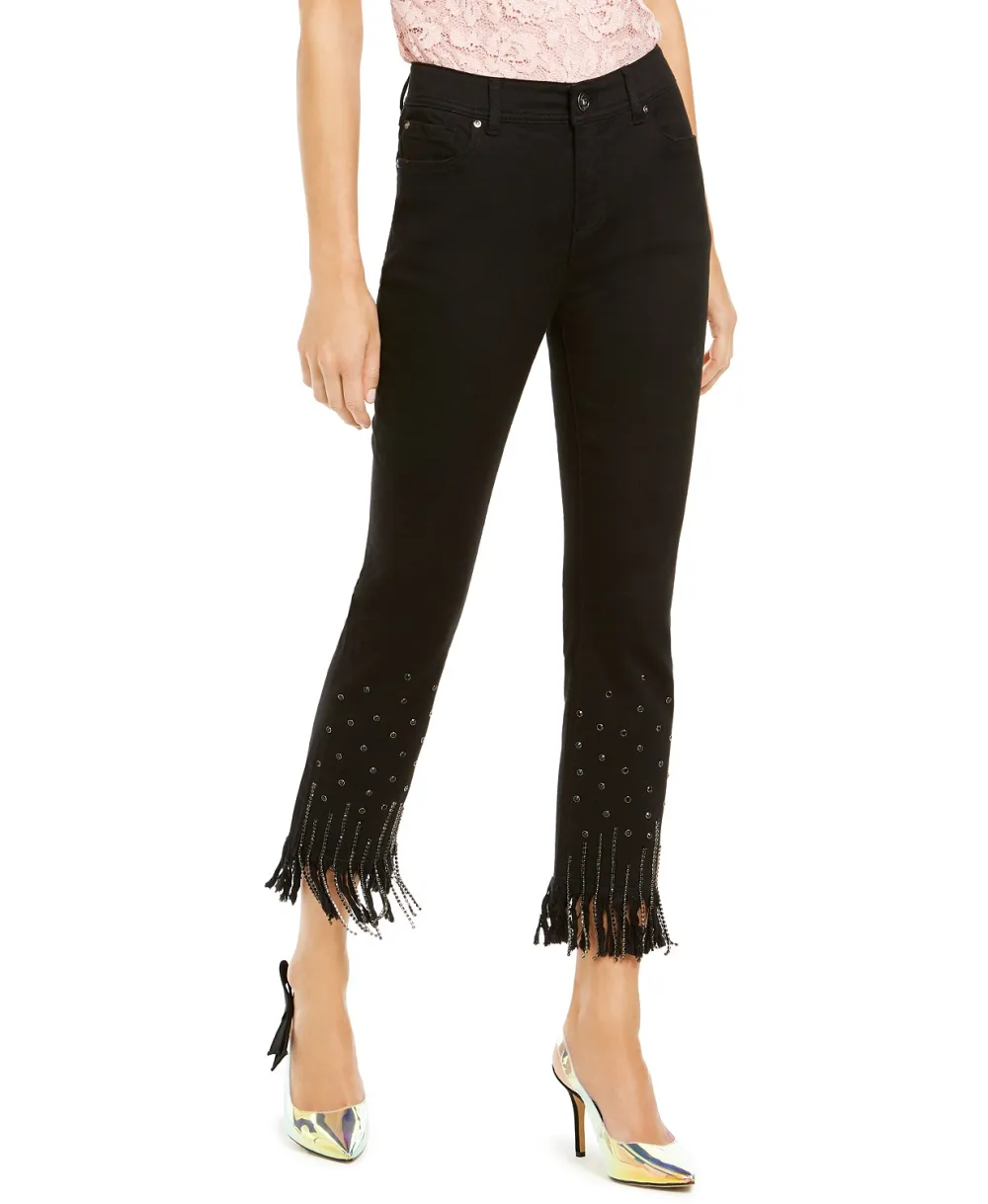 INC Embellished-Hem Ankle Jean