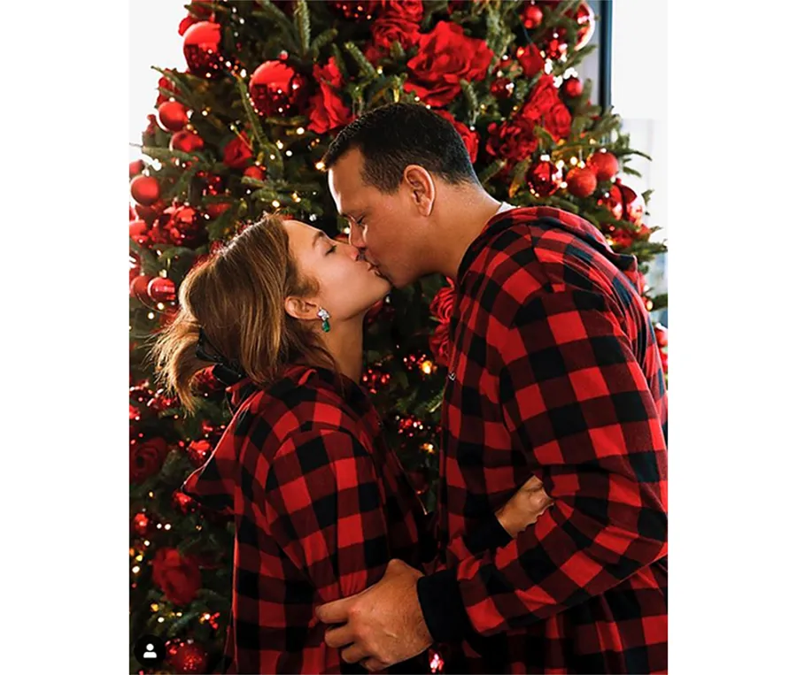 Jennifer Lopez Alex Rodriguez Twinning Christmas PJs
