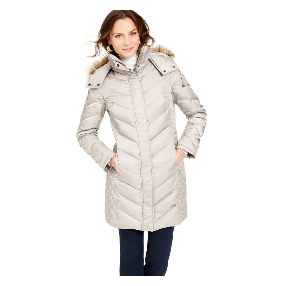 Kenneth Cole Faux-Fur-Trim Hooded Down Puffer Coat