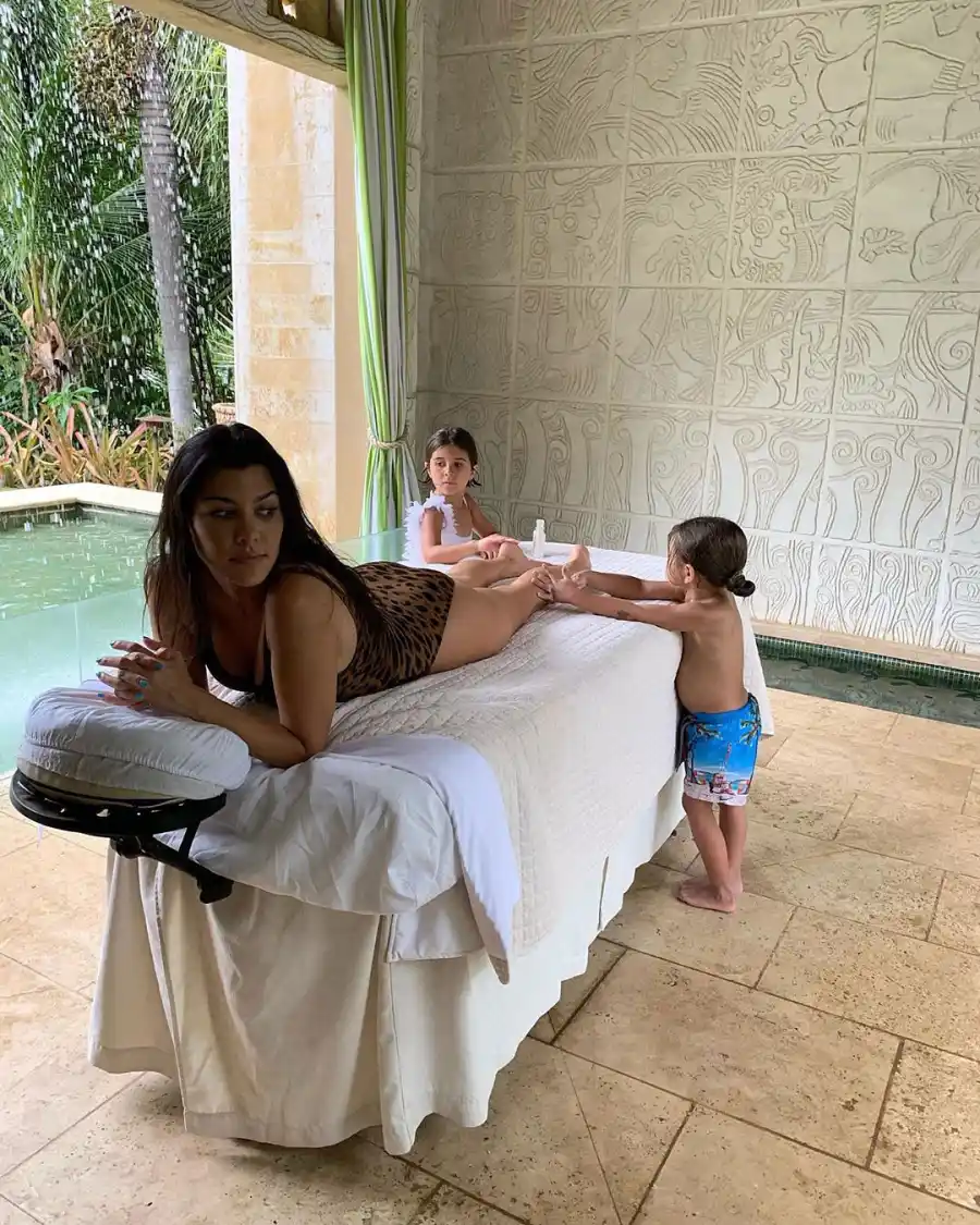 Kourtney Kardashian’s Daughter Penelope and Son Reign Rub Her Feet
