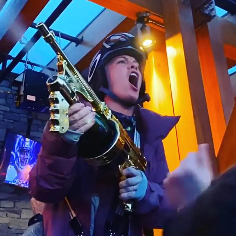 Pink Wields a Champagne Gun During Ski Vacation With Her Family