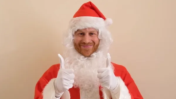 Prince Harry Dressed As Santa Thumbs Up