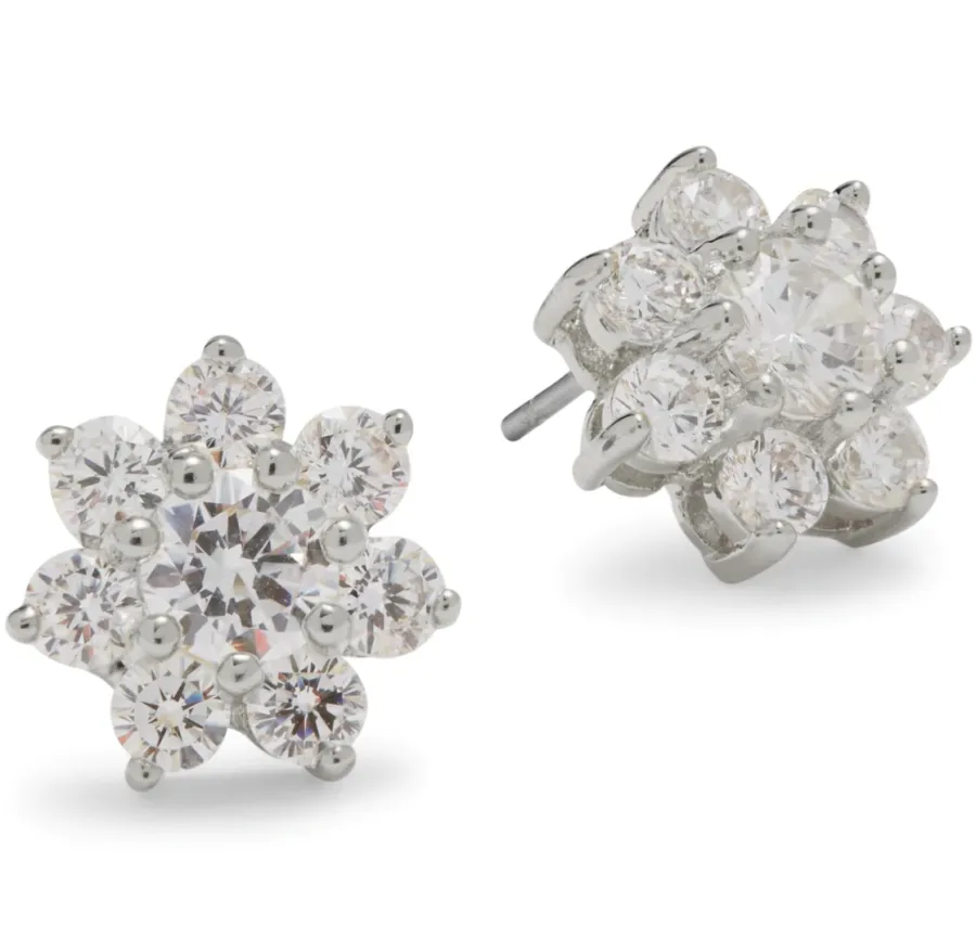 Saks Fifth Avenue CZ & Sterling Silver Flower Stud Earrings