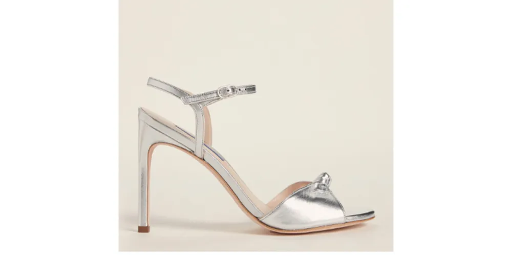Stuart Weitzman Silver Gloria 105 Metallic Sandals