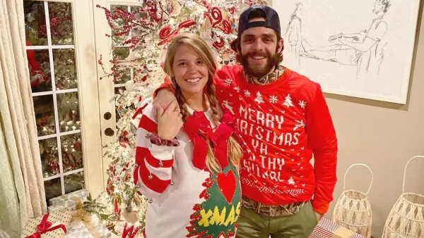 Thomas Rhett and Pregnant Wife Lauren Don Ugly Christmas Sweaters