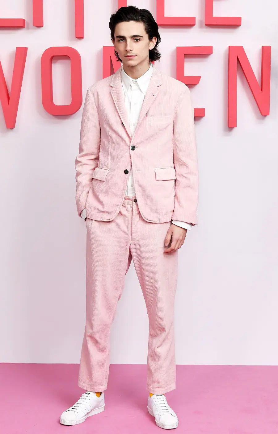 Timothee Chalamet Pink Suit December 17, 2019