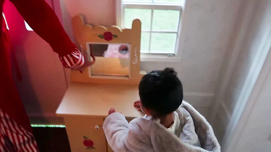 Stormi Looking at the Vanity Table Inside Kylie Jenners 22 Month Old Daughter Stormis Epic Playhouse From Kris Jenner