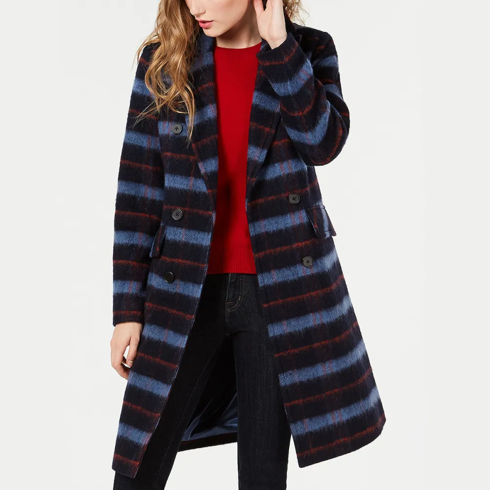 BCBGeneration Double-Breasted Plaid Coat
