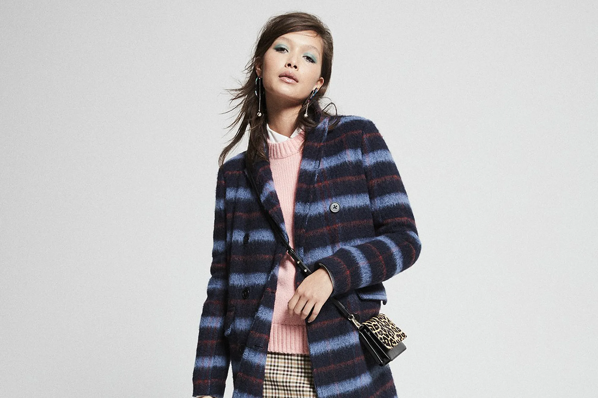 BCBGeneration Double-Breasted Plaid Coat