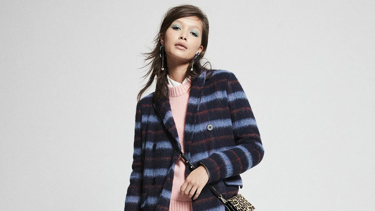 BCBGeneration Double-Breasted Plaid Coat