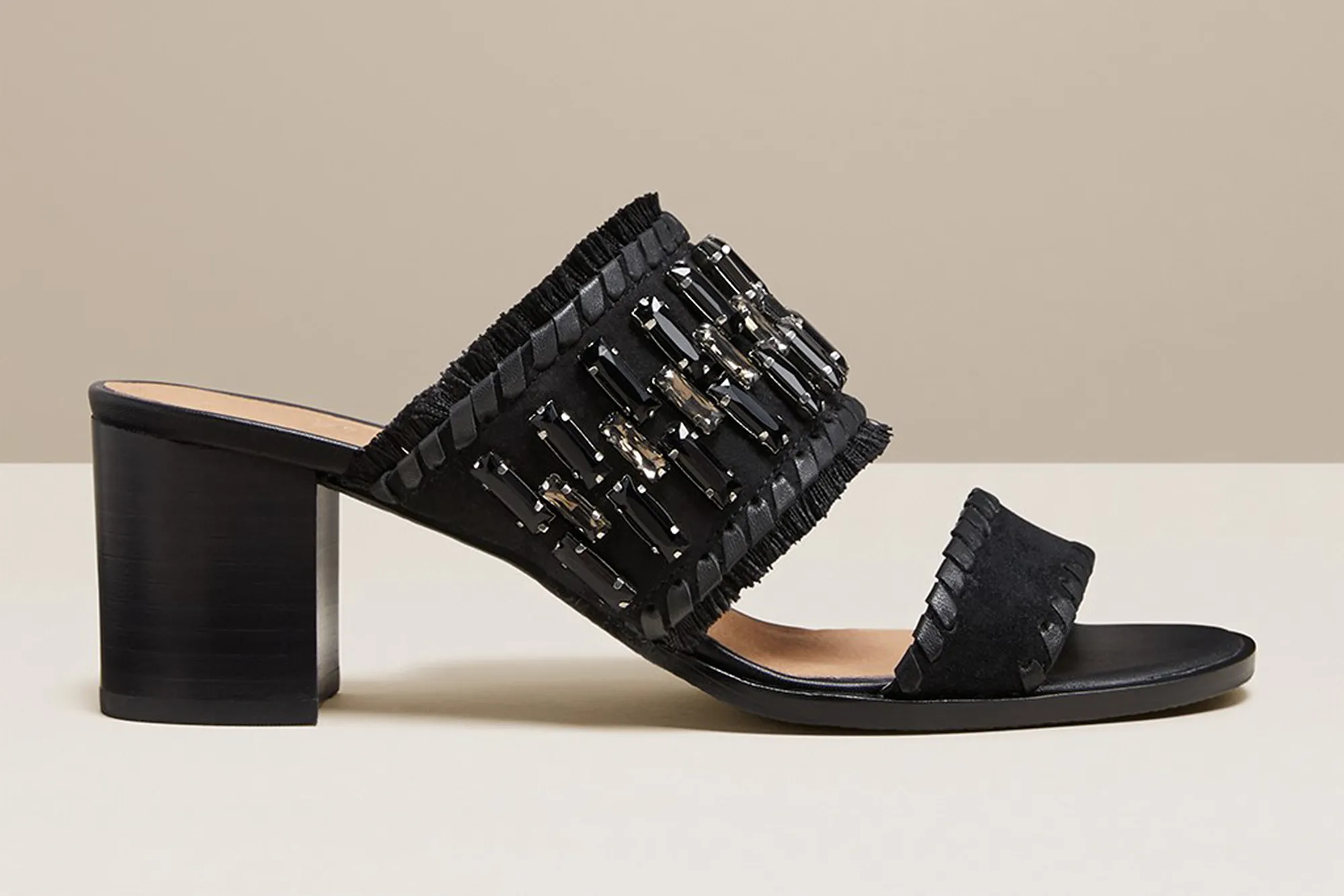 Jack Rogers Beatrix Jeweled Suede Heel