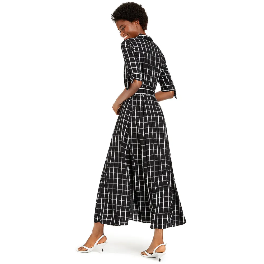 Calvin Klein Plaid Maxi Shirtdress