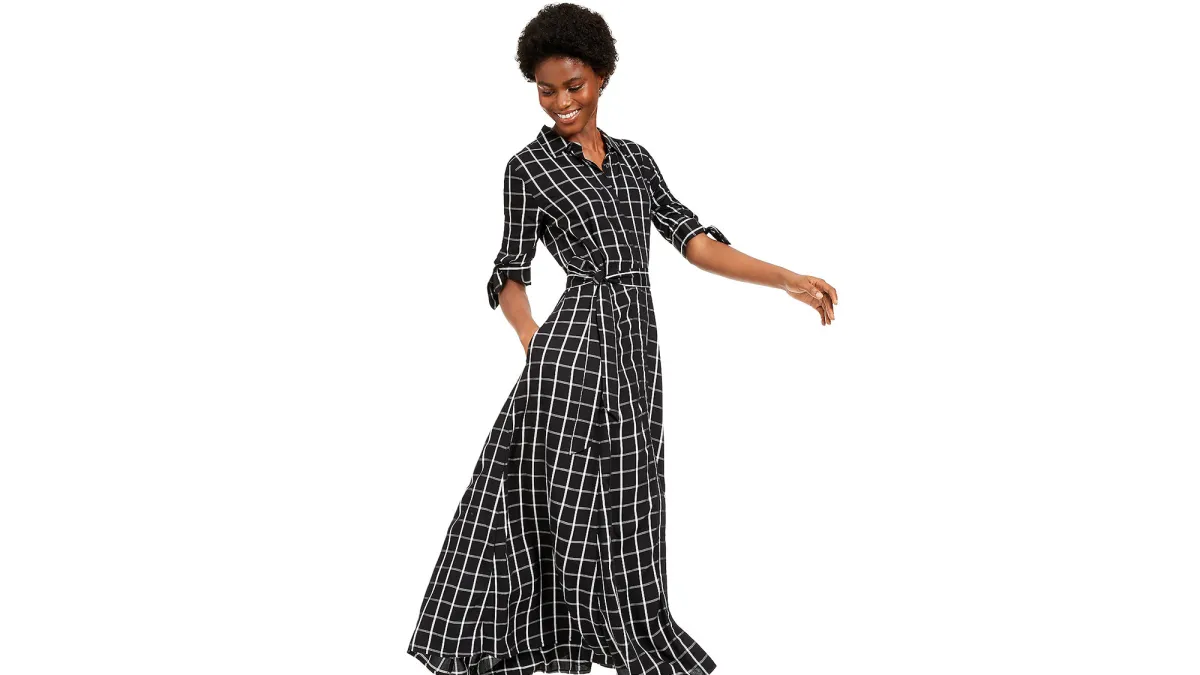 Calvin Klein Plaid Maxi Shirtdress