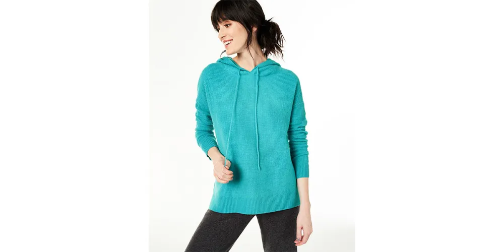 Charter Club Cashmere Thermal Hoodie Sweater