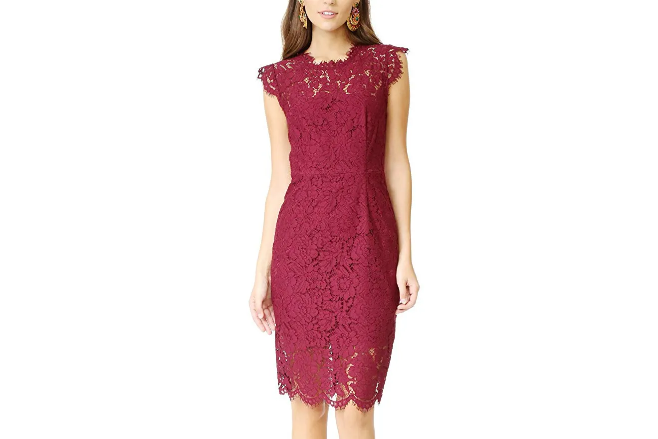 MEROKEETY Women's Sleeveless Lace Cocktail Dress