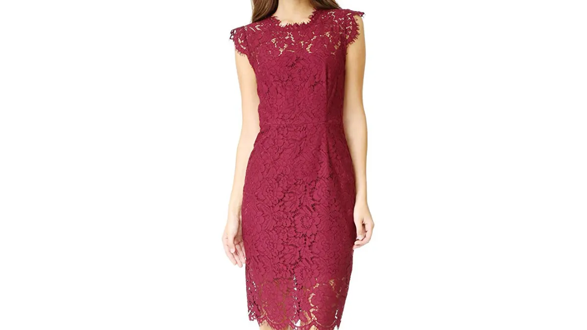 MEROKEETY Women's Sleeveless Lace Cocktail Dress
