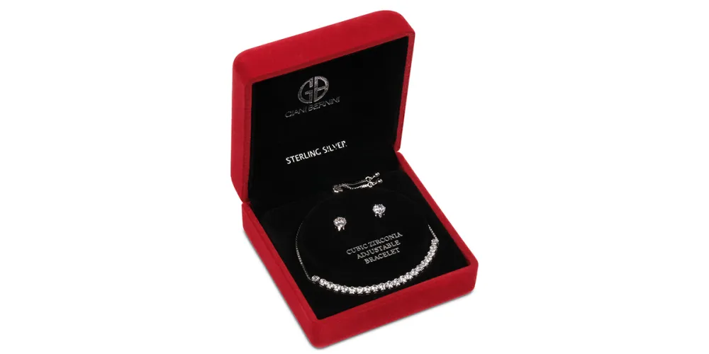 Giani Bernini 2-Piece Cubic Zirconia Bolo Bracelet & Stud Earrings Set