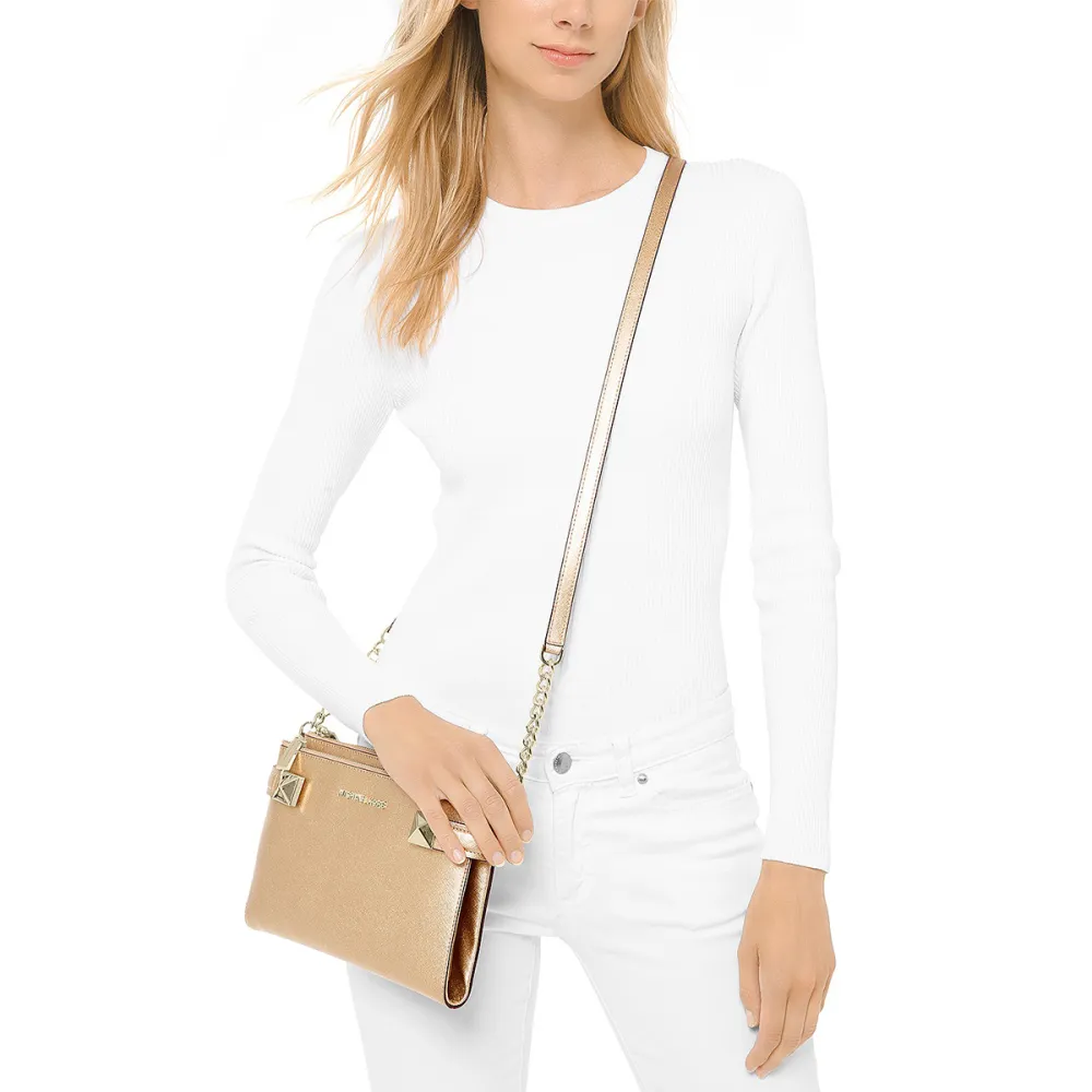 Michael Kors Karla Metallic Leather East West Crossbody