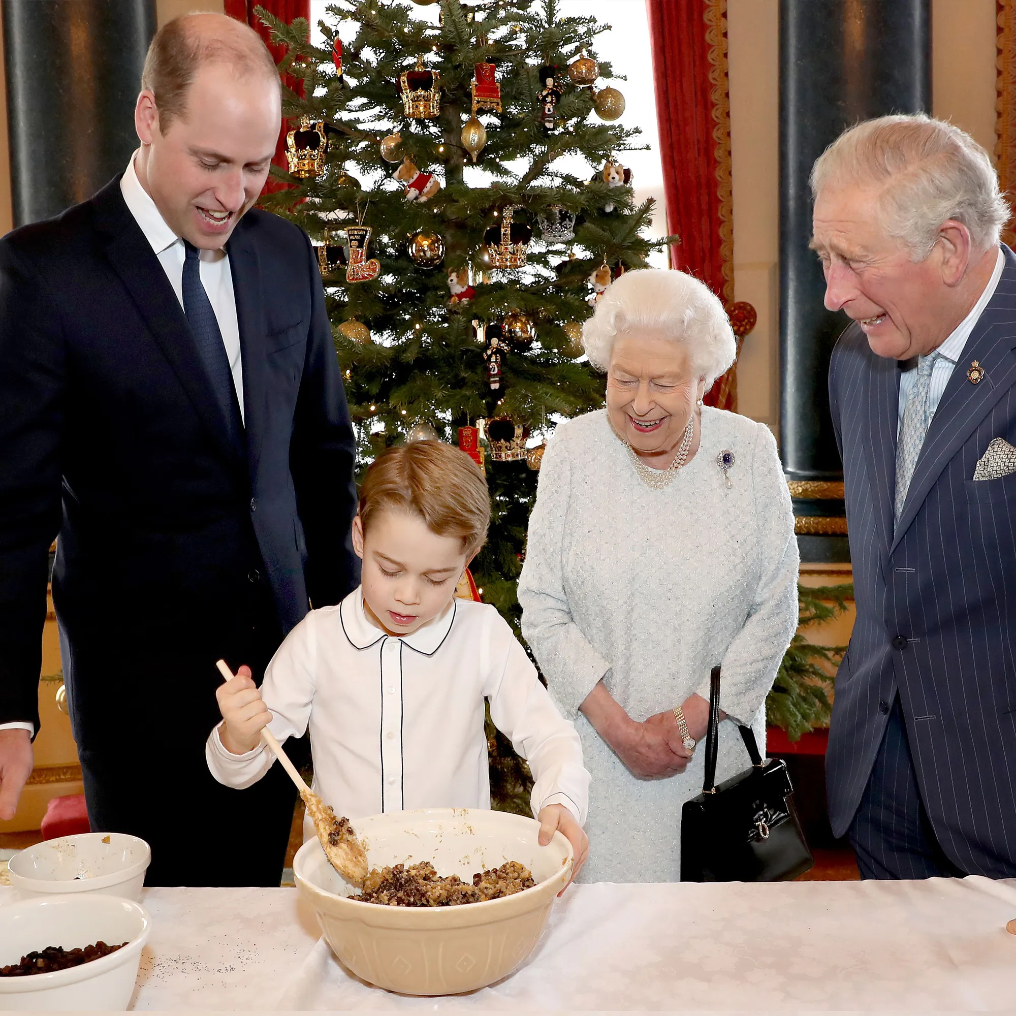Prince George Makes Christmas Pudding in Sweet Pics With Dad William, Queen, Prince Charles