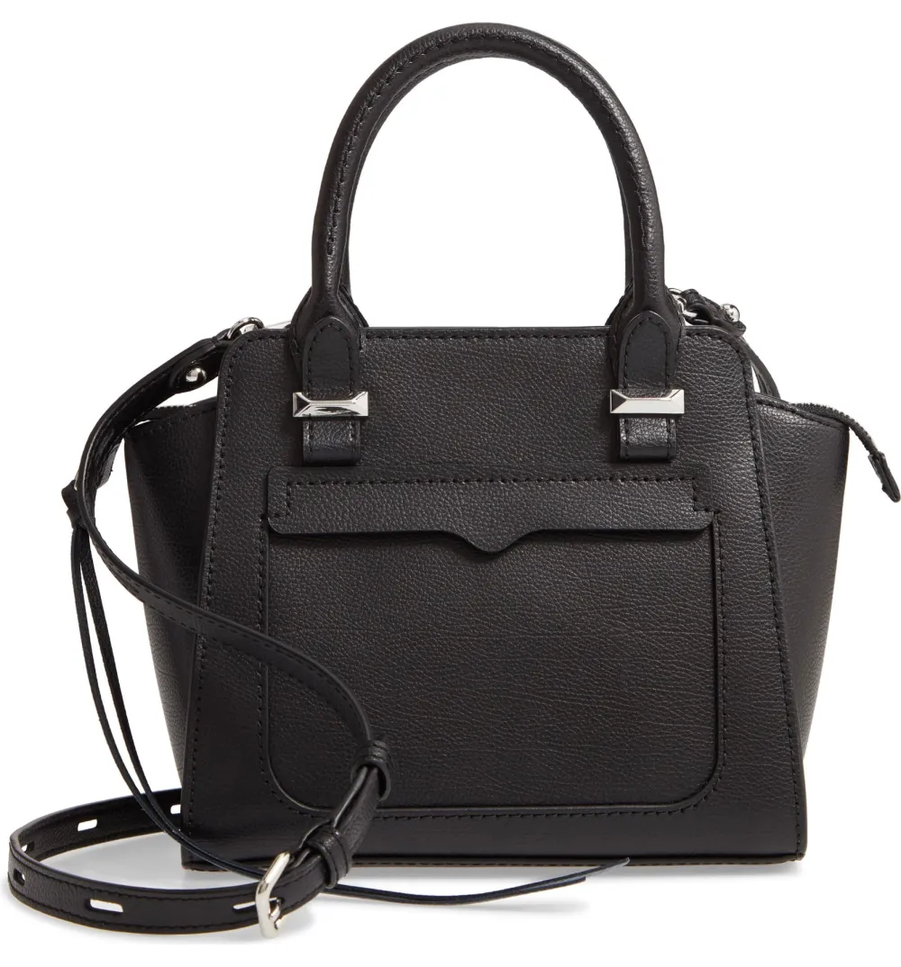 Rebecca Minkoff Mini Avery Leather Tote (Black/Silver)