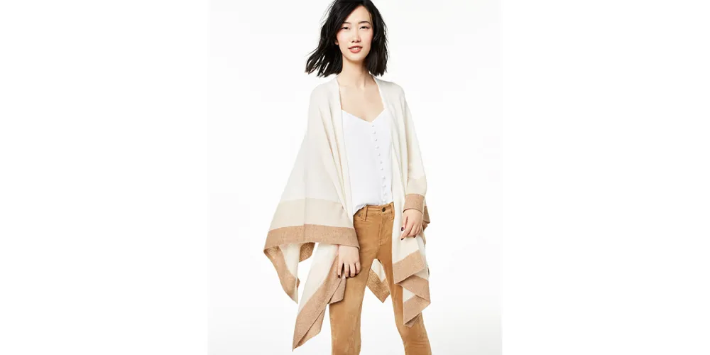 Charter Club Striped Cashmere Wrap, Created For Macy's