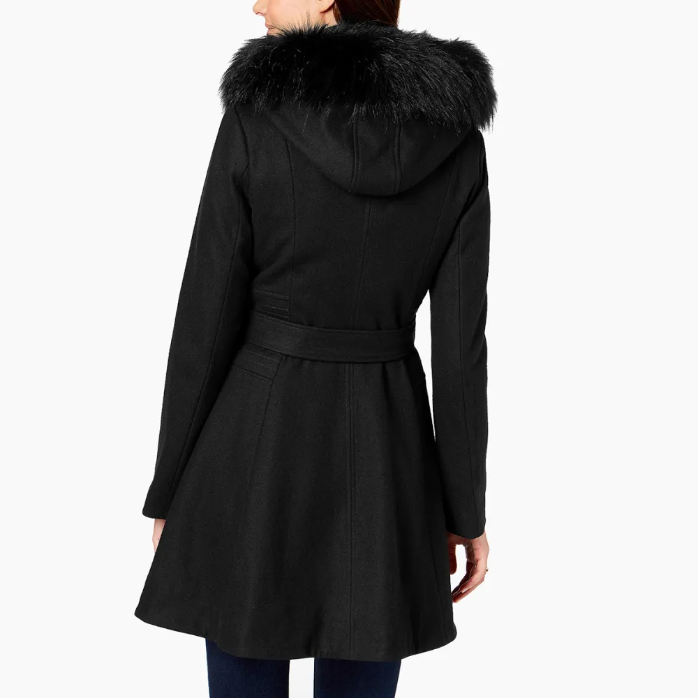 Laundry by Shelli Segal Faux-Fur-Trim Hooded Coat