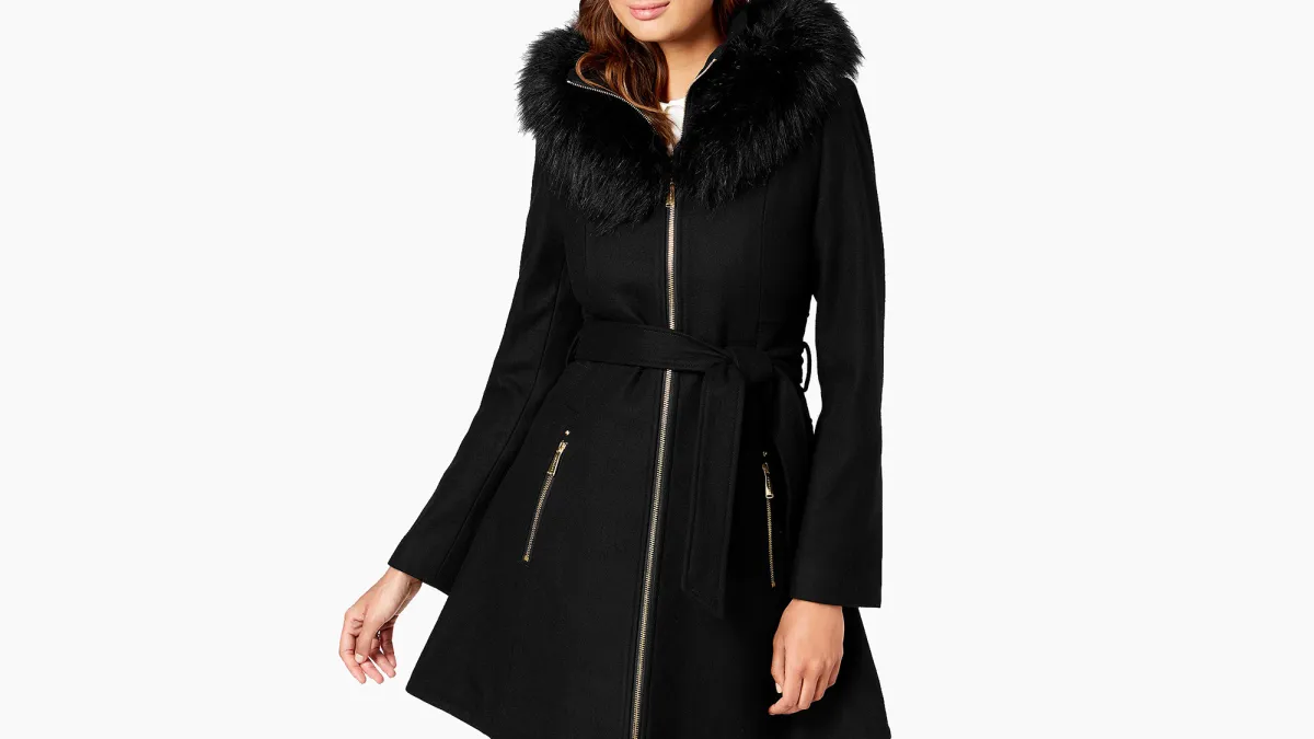 Laundry by Shelli Segal Faux-Fur-Trim Hooded Coat
