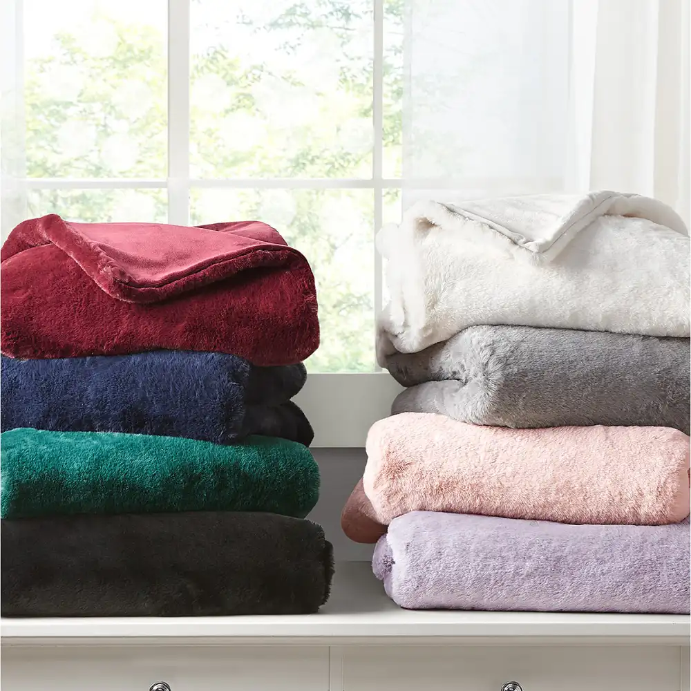 Martha Stewart Collection Solid Faux Fur Throw