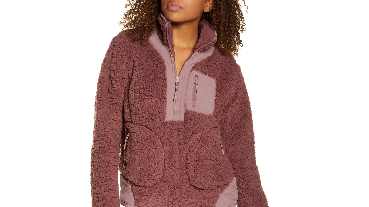 Zella Mix It Up Faux Shearling Half-Zip Pullover