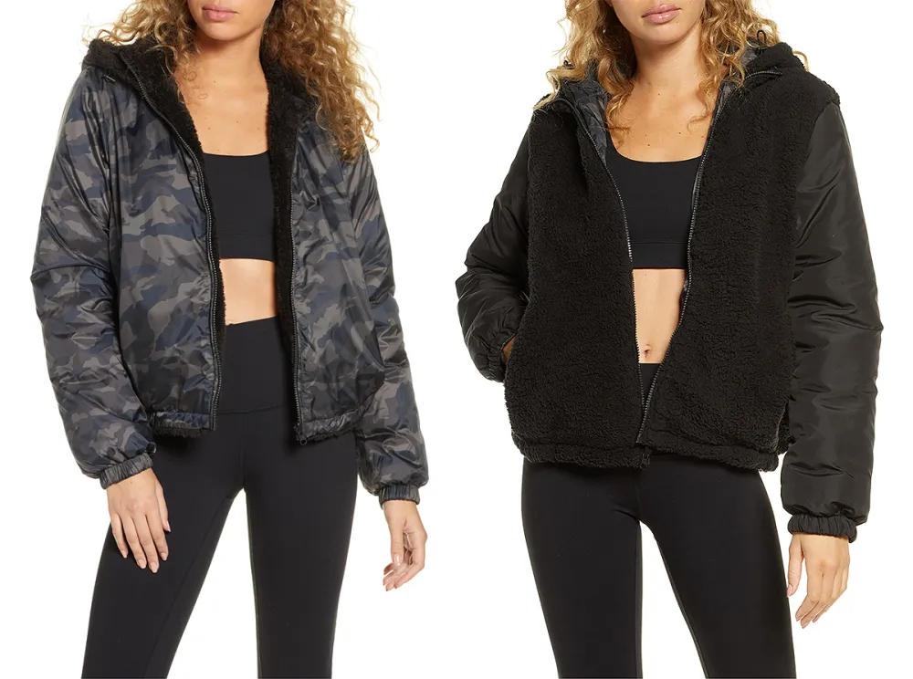 Reversible Faux Shearling Puffer Jacket