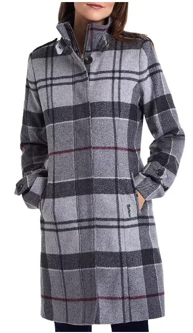 Barbour Seonaid Wool-Blend Plaid Coat