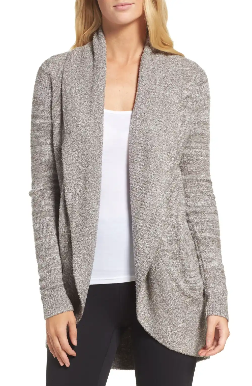 Barefoot Dreams CozyChic Lite Circle Cardigan (Cocoa/ Pearl Heather)