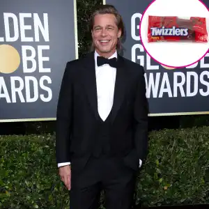 Brad Pitt Red Carpet Twizzlers Golden Globes 2020