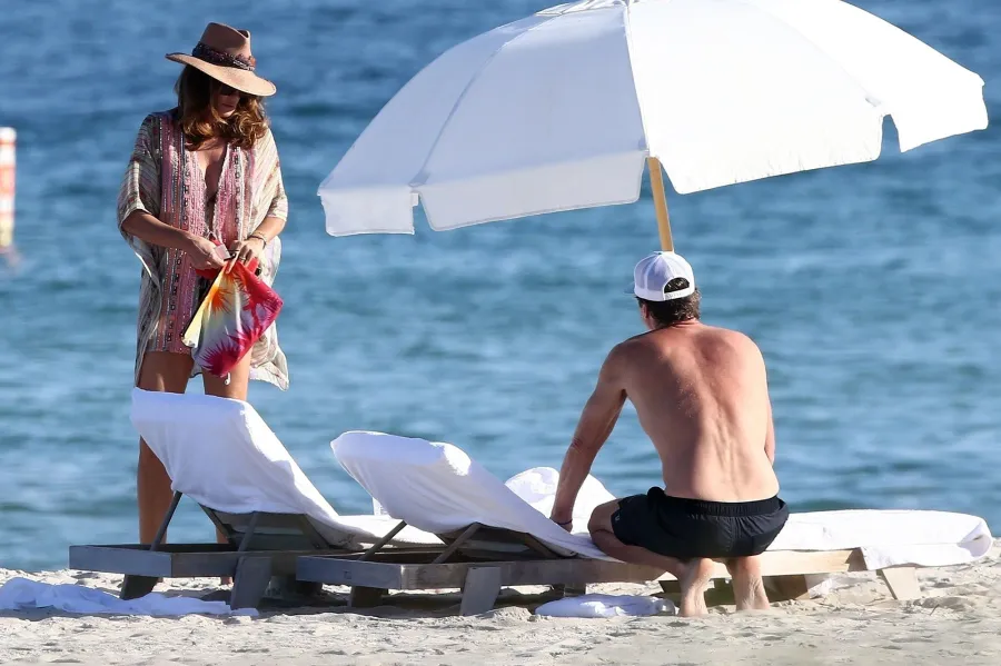 Cindy Crawford Bikini and Rande Gerber Beach New Years Day