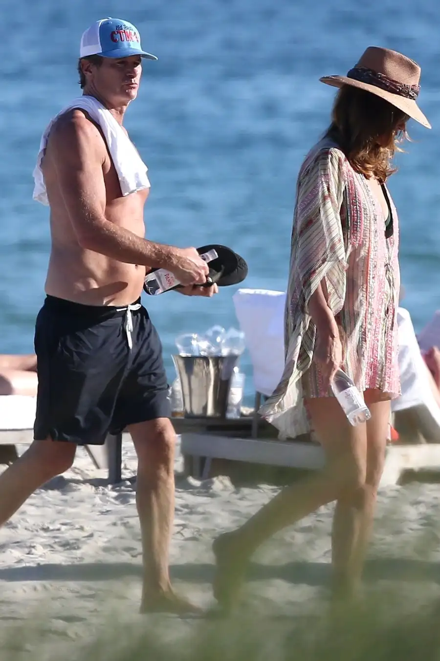Cindy Crawford Bikini and Rande Gerber Beach New Years Day