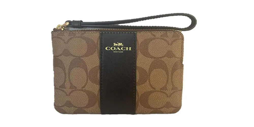 Coach Signature PVC Leather Corner Wristlet
