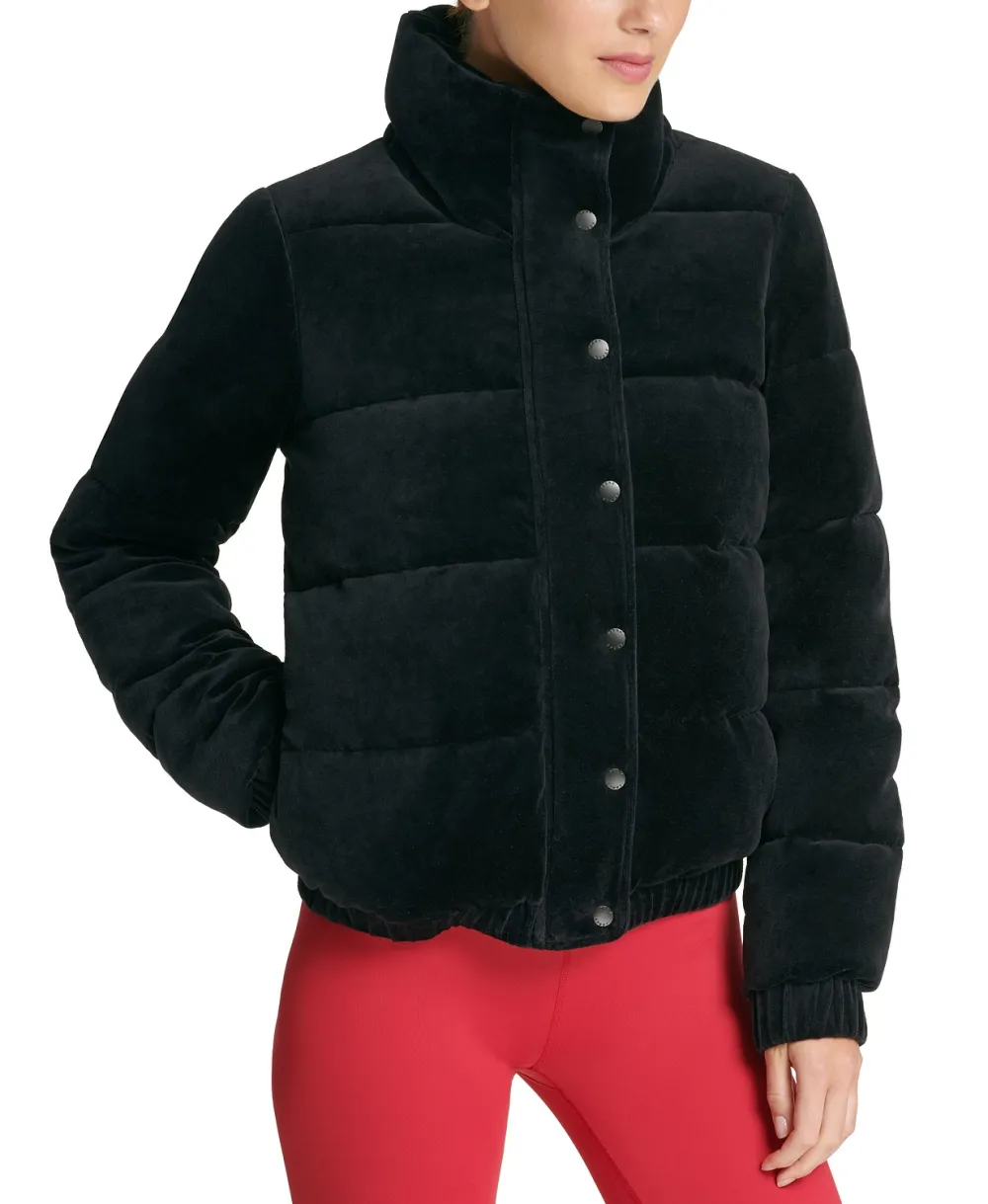 DKNY Sport Velour Puffer Jacket (Black)