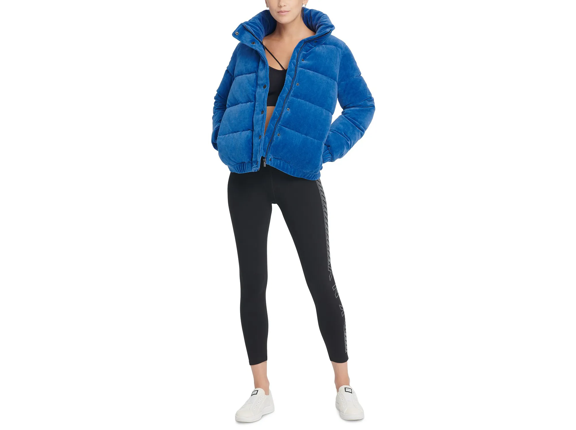 DKNY Sport Velour Puffer Jacket (Deep Ocean)