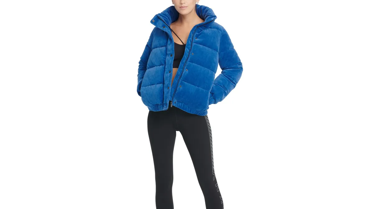 DKNY Sport Velour Puffer Jacket (Deep Ocean)