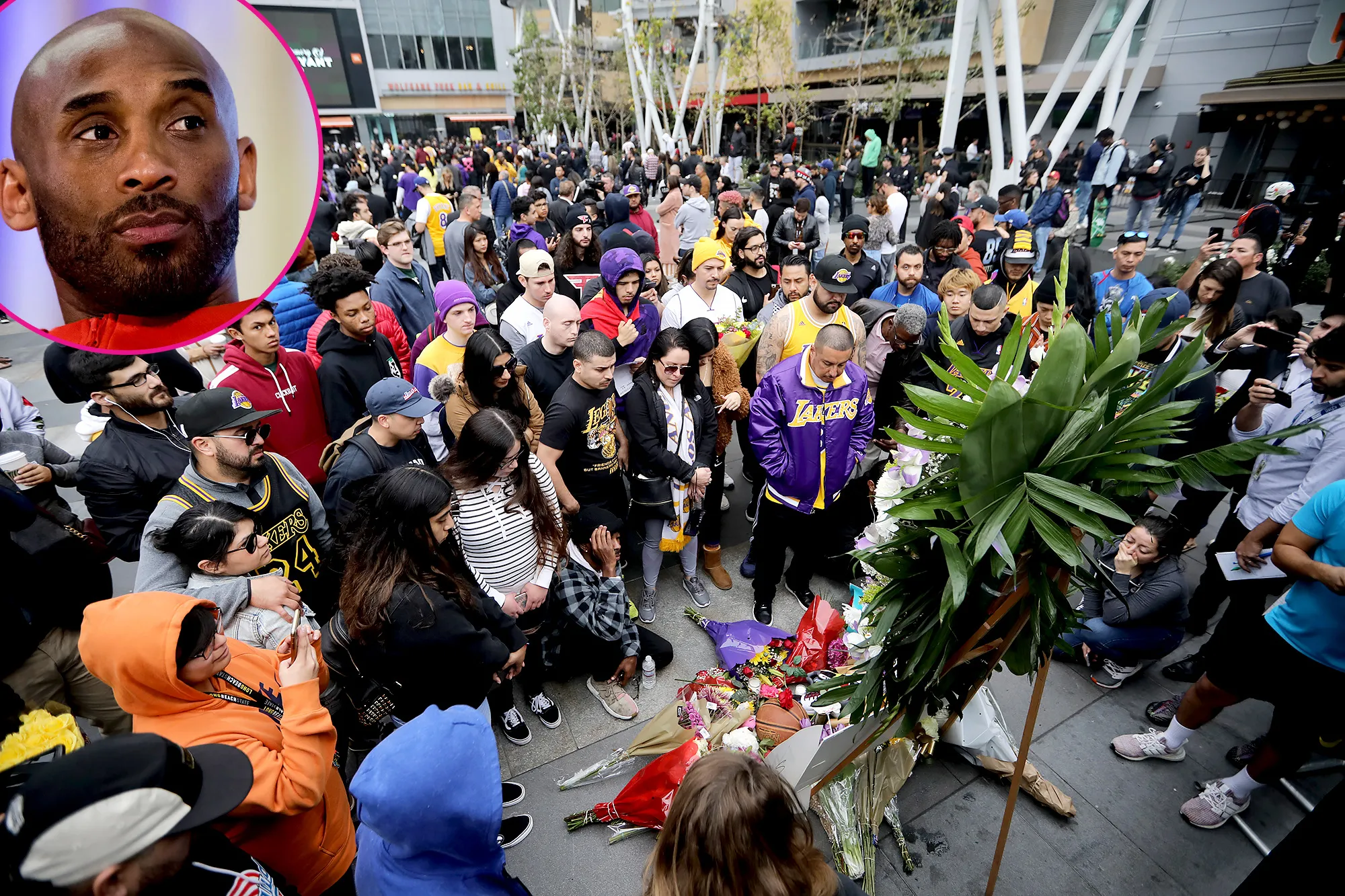 Fans Mourn Kobe Bryant Outside the Staples Center p