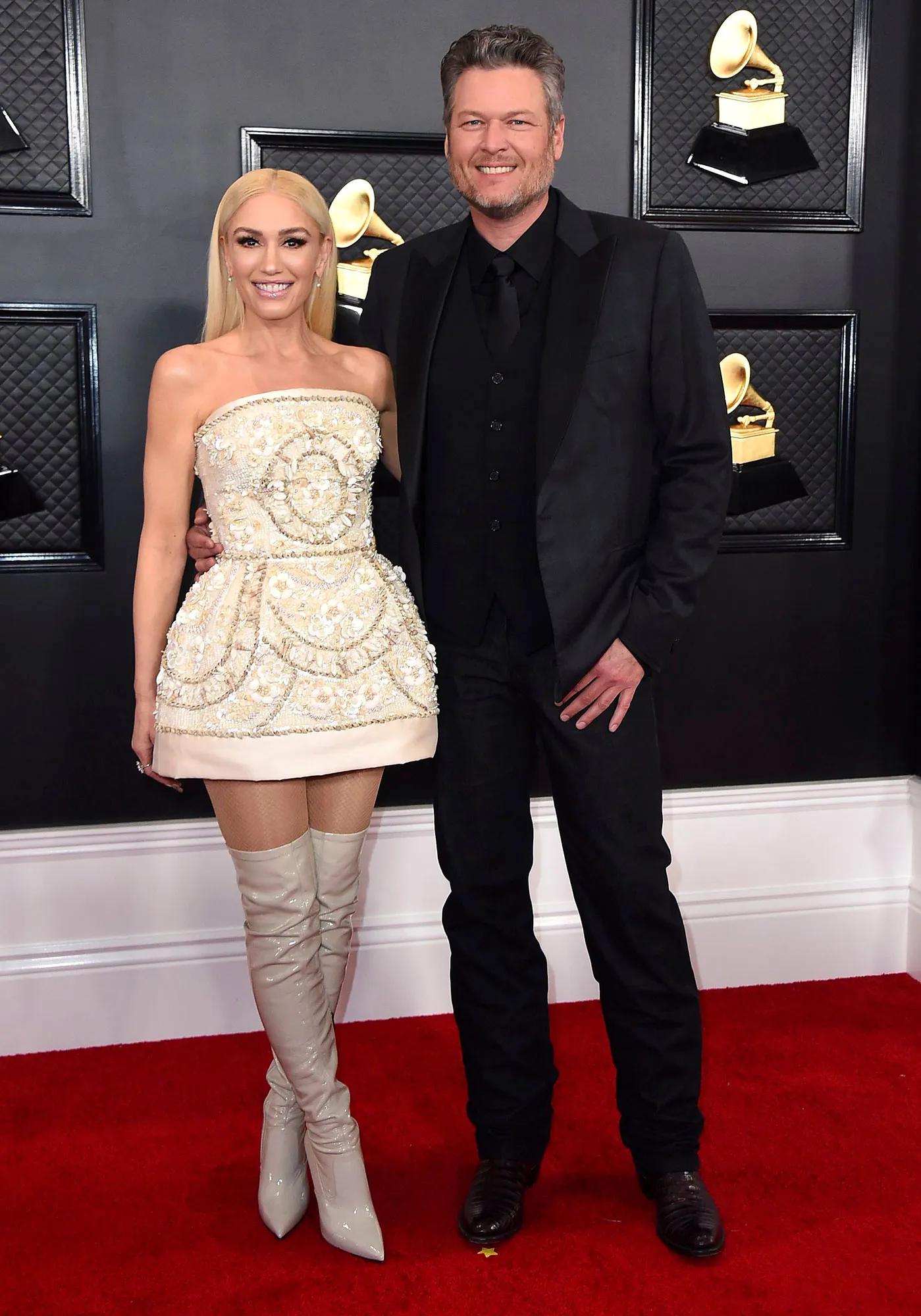 Gwen Stefani and Blake Shelton Red Carpet Grammys 2020
