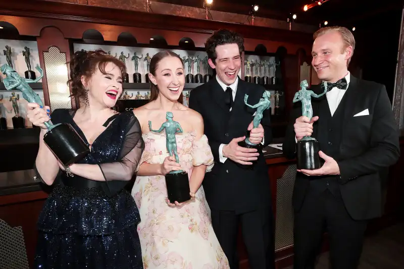 Helena Bonham Carter Erin Doherty Josh O'Connor and Sam Phillips Inside the SAG Awards 2020