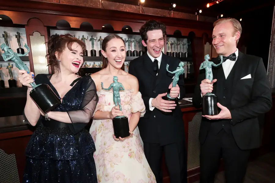 Helena Bonham Carter Erin Doherty Josh O'Connor and Sam Phillips Inside the SAG Awards 2020