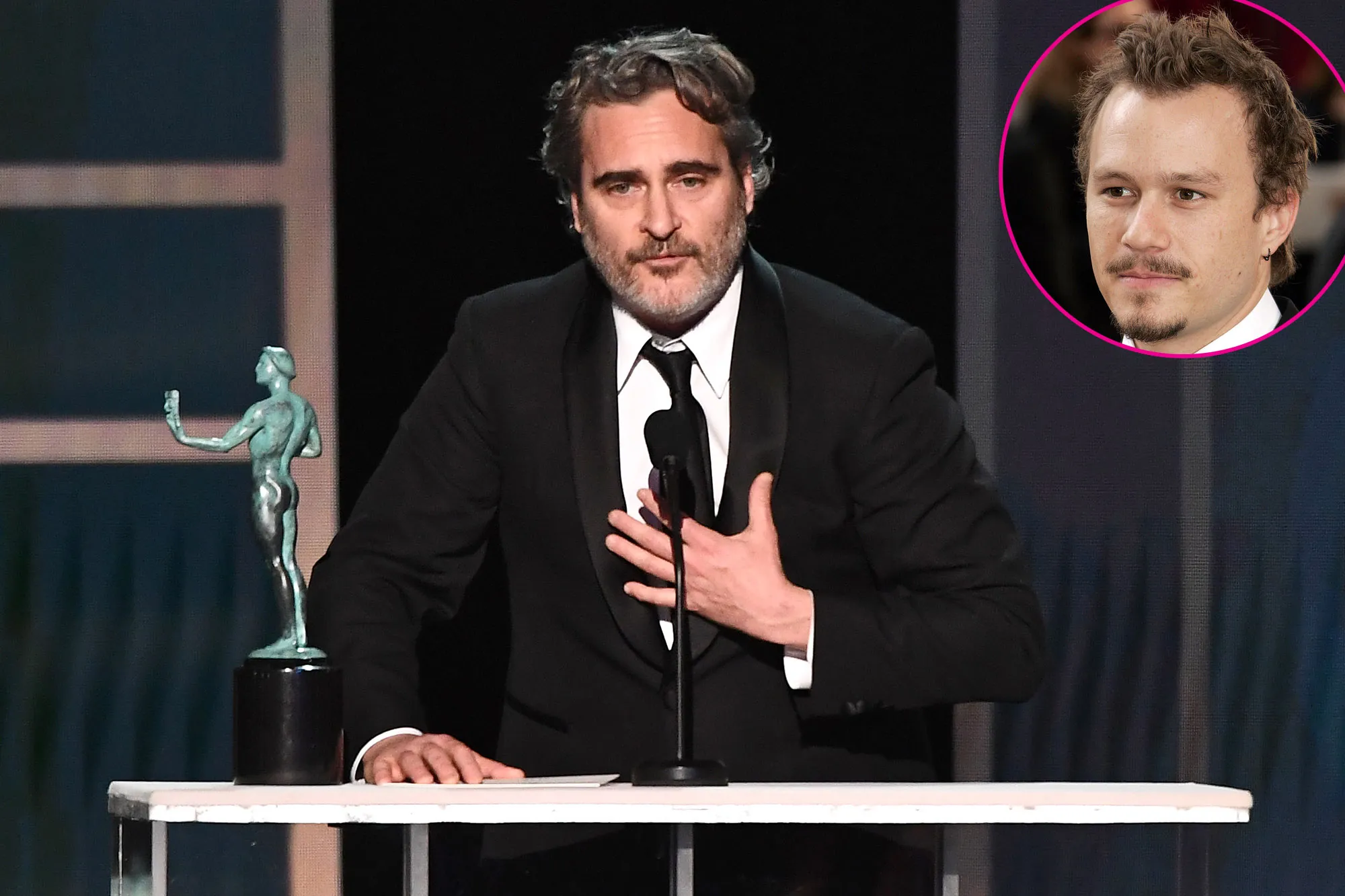 Joaquin Phoenix Outstanding Performance by a Male Actor Joker Tribute Heath Ledger SAG Awards 2020
