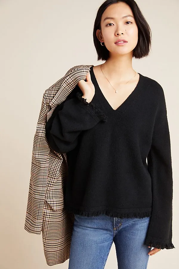 Joy Fringed V-Neck Sweater