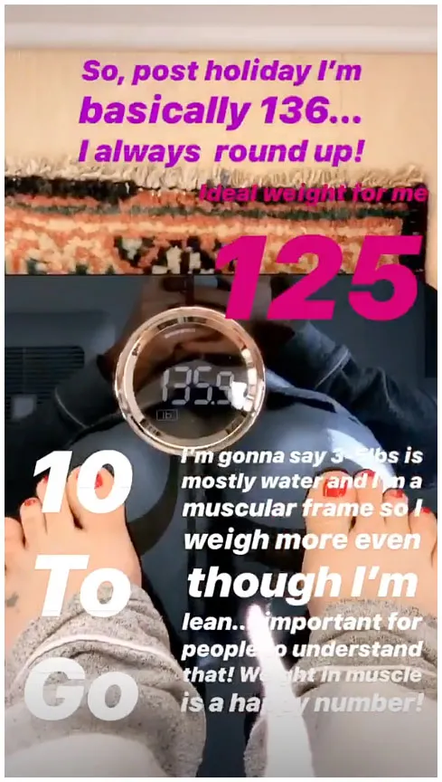 Kate Hudson Instagram Story Weight