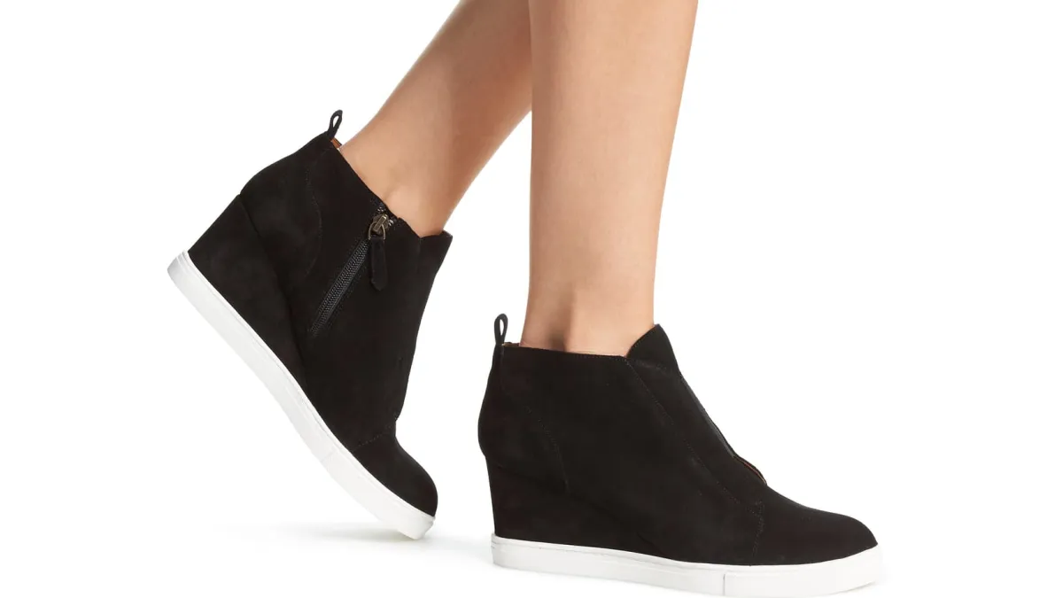 Linea Paolo Felicia Wedge Bootie (Black Suede)